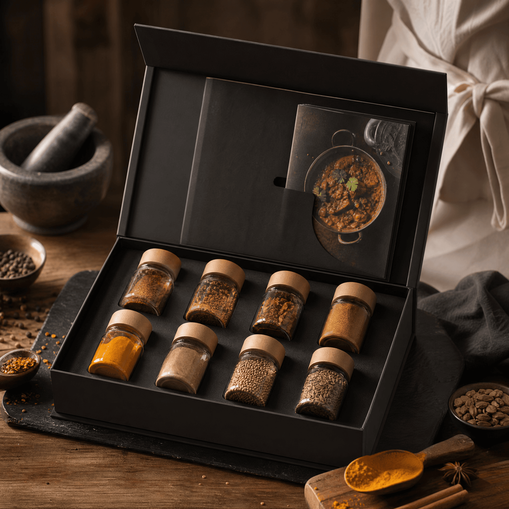Ember Discovery Gift Box — Eight mini signature jars in a magnetic gift box with a recipe booklet.